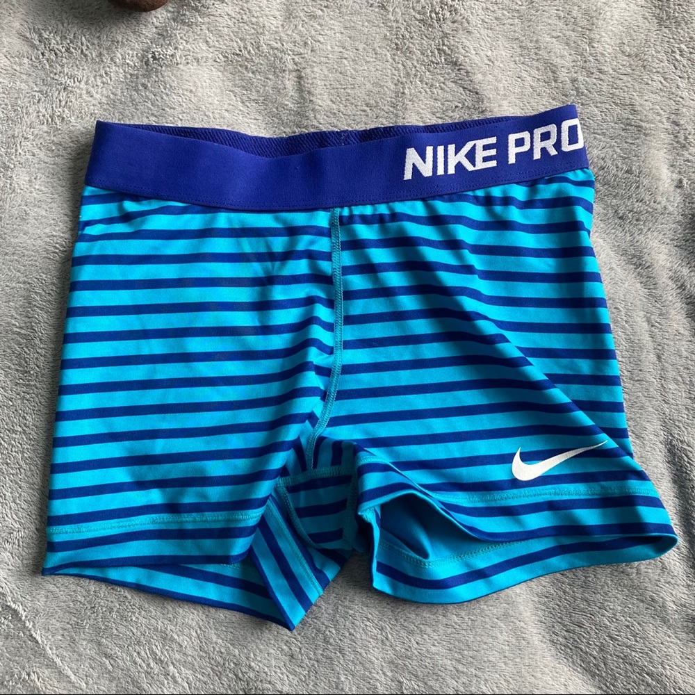 Blue Striped Nike Pro Spandex